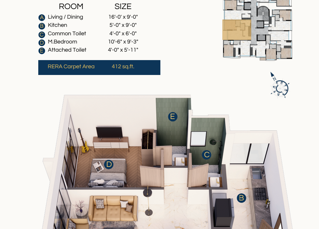 DTG Aurum Jogeshwari east 1bhk rera capert area plan